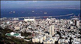 Udsigt over Haifa og havnen