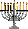 Chanukkiah med otte lys og et niende lys, der tjener til at tænde de øvrige (tjener)